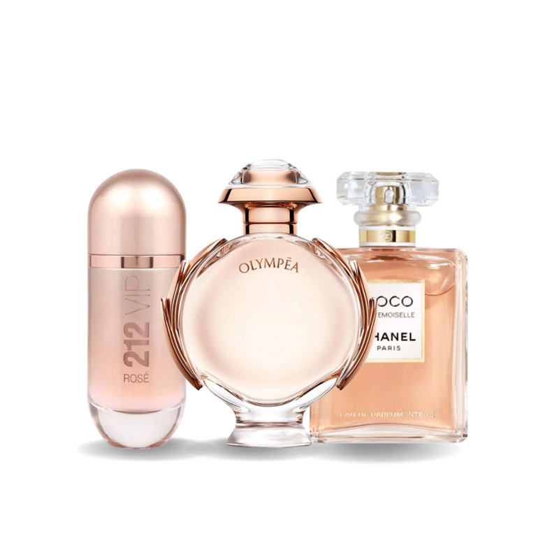 SADA 3 PARFÉMŮ 212 VIP ROSÉ, OLYMPÉA, COCO MADEMOISELLE 100ML